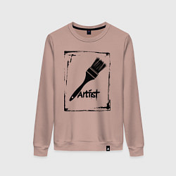 Свитшот хлопковый женский Кисть художника, цвет: пыльно-розовый
