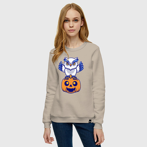 Женский свитшот Halloween owl / Миндальный – фото 3