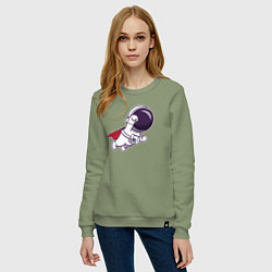 Свитшот хлопковый женский Spaceman superman, цвет: авокадо — фото 2