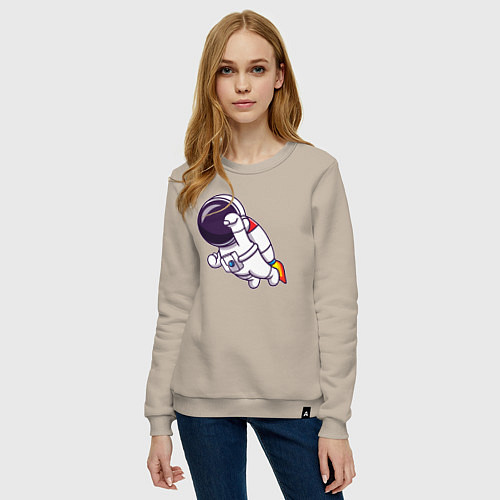 Женский свитшот Супер космонавт в полёте / Миндальный – фото 3