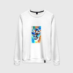 Свитшот хлопковый женский Абстракция современности, цвет: белый