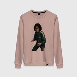 Свитшот хлопковый женский Игрок 067 в стойке, цвет: пыльно-розовый