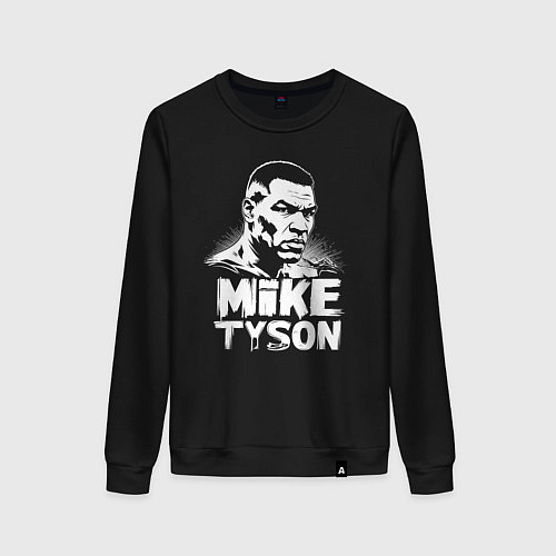 Женский свитшот Майк Тайсон белый портрет / Черный – фото 1