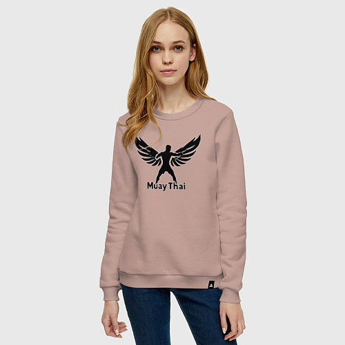 Женский свитшот Муай Тай: Крылья Победы / Пыльно-розовый – фото 3