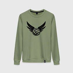 Свитшот хлопковый женский Крылатый волейбольный мяч, цвет: авокадо