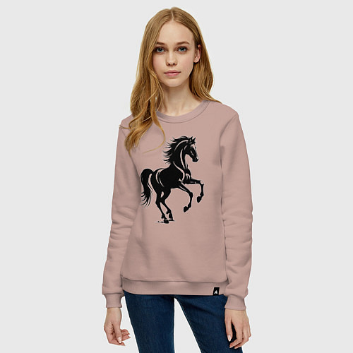 Женский свитшот Черная лошадь сксчет / Пыльно-розовый – фото 3