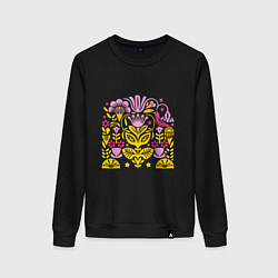 Свитшот хлопковый женский Абстракция с птицей, цвет: черный