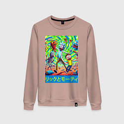 Женский свитшот Rick and Morty among the monsters - ai art