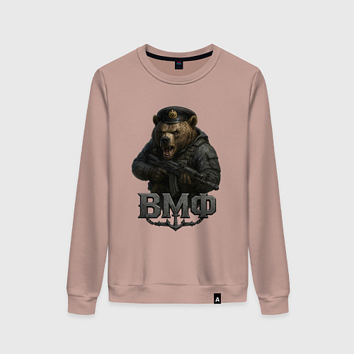 Женский свитшот ВМФ медведь пехотинец / Пыльно-розовый – фото 1