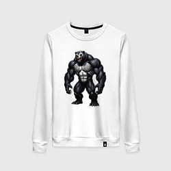 Свитшот хлопковый женский Гибрид Венома и медведя, цвет: белый