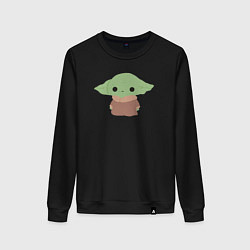 Свитшот хлопковый женский Крошка Йода, цвет: черный