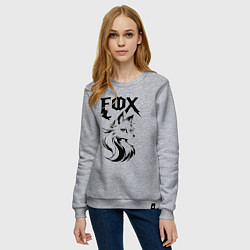 Свитшот хлопковый женский Графический стиль лисичка, цвет: меланж — фото 2