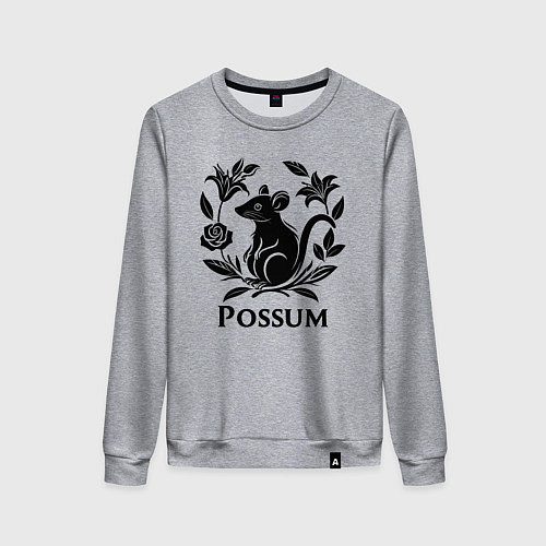 Женский свитшот Опоссум среди роз / Меланж – фото 1