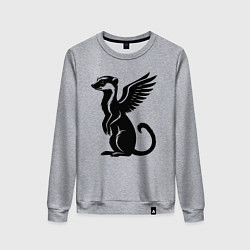 Свитшот хлопковый женский Черный крылатый сурикат, цвет: меланж