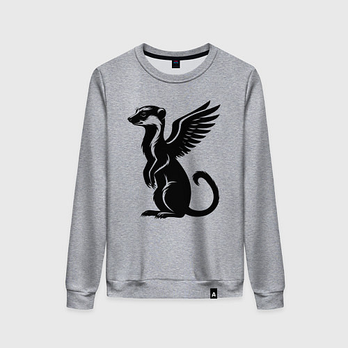 Женский свитшот Черный крылатый сурикат / Меланж – фото 1