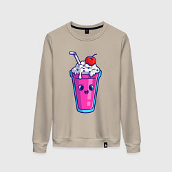 Свитшот хлопковый женский Весёлый коктейль, цвет: миндальный