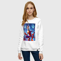 Свитшот хлопковый женский Бендер-паук мем коллаба, цвет: белый — фото 2