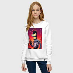 Свитшот хлопковый женский Веном Бендер - мем, цвет: белый — фото 2