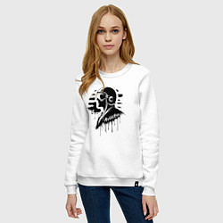 Свитшот хлопковый женский Авиатор черное граффити, цвет: белый — фото 2