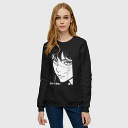 Свитшот хлопковый женский Аса Митака - человек бензопила, цвет: черный — фото 2