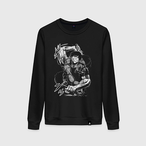 Женский свитшот Тодзи Фушигуро - цепи / Черный – фото 1