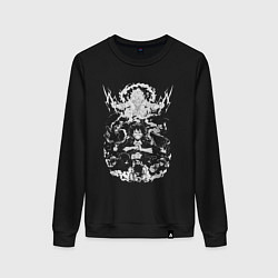 Свитшот хлопковый женский Луффи из ванпис и молнии, цвет: черный