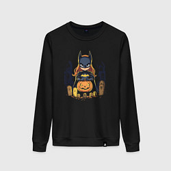 Свитшот хлопковый женский Halloween bat girl, цвет: черный