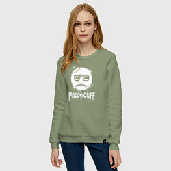 Свитшот хлопковый женский Падонкам в очках, цвет: авокадо — фото 2