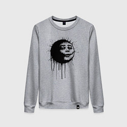 Свитшот хлопковый женский Страшное лицо-смайл в стиле граффити, цвет: меланж