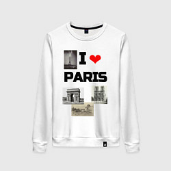 Свитшот хлопковый женский I love Paris, цвет: белый