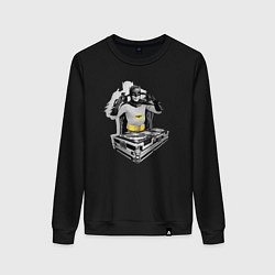 Свитшот хлопковый женский Диджей Бэтмен, цвет: черный