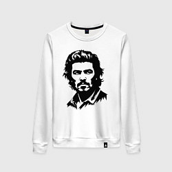 Свитшот хлопковый женский Урбанистический портрет команданте Гевары, цвет: белый