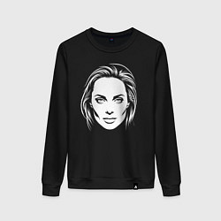 Свитшот хлопковый женский Анджелина Джоли лицо, цвет: черный