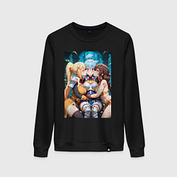 Свитшот хлопковый женский 3 горе-подружки, цвет: черный