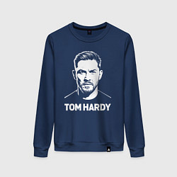 Свитшот хлопковый женский Том Харди белый портрет, цвет: тёмно-синий