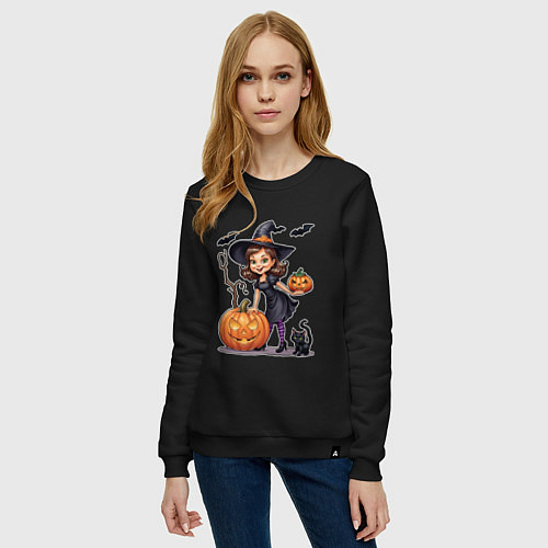 Женский свитшот Тыквы оживают в хэллоуин / Черный – фото 3