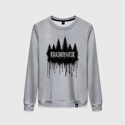 Женский свитшот Красноярск лес в каплях краски / Меланж – фото 1