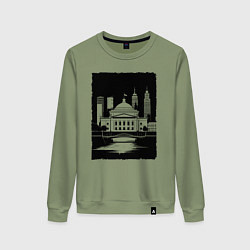 Свитшот хлопковый женский Капитолий у высоток, цвет: авокадо