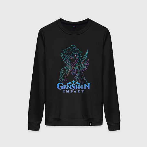 Женский свитшот Неоновый Сяо из Genshin Impact / Черный – фото 1