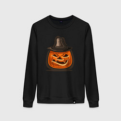 Свитшот хлопковый женский Pumpkin hat, цвет: черный