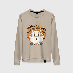 Женский свитшот Корова привидение: moo-boo - буу-муу