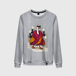 Свитшот хлопковый женский Гусь на показе мод, цвет: меланж