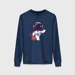 Свитшот хлопковый женский Космонавт с конфетками, цвет: тёмно-синий