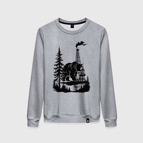 Женский свитшот Медведь и нефтяные вышки / Меланж – фото 1