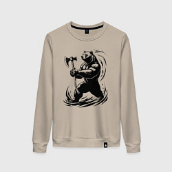 Свитшот хлопковый женский Медведь-воин Ярославль, цвет: миндальный
