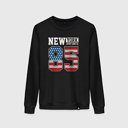 Свитшот хлопковый женский New York 85, цвет: черный