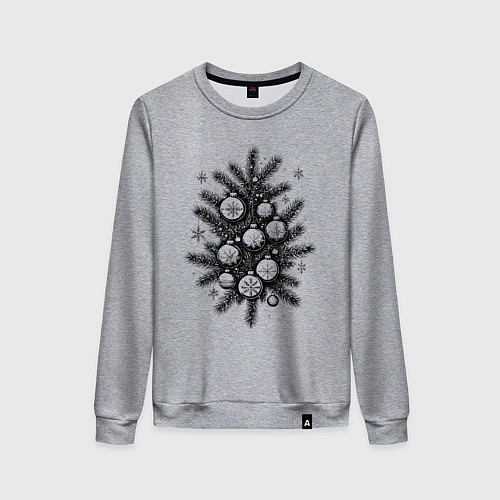 Женский свитшот Рождественский букет с шарами / Меланж – фото 1