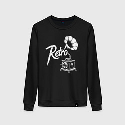 Свитшот хлопковый женский Ретро-мелодия, цвет: черный