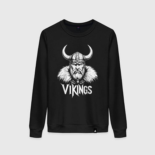 Женский свитшот Викинги портрет / Черный – фото 1