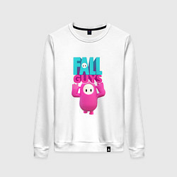 Свитшот хлопковый женский Fall Guys - персонаж и лого, цвет: белый